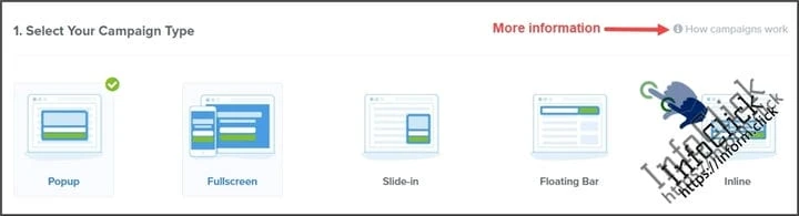 Выберите кампанию OptinMonster