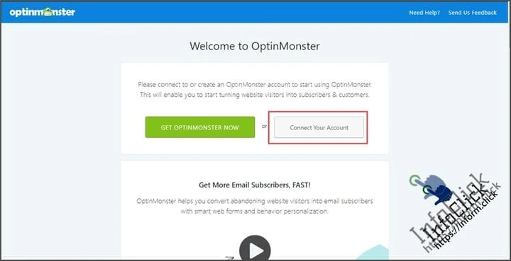 Подключите учетную запись WordPress к OptinMonster