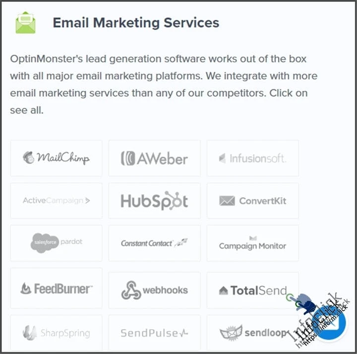 Сервисы Email маркетинга, поддерживаемые OptinMonster