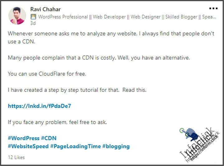 Пример продвижения LinkedIn