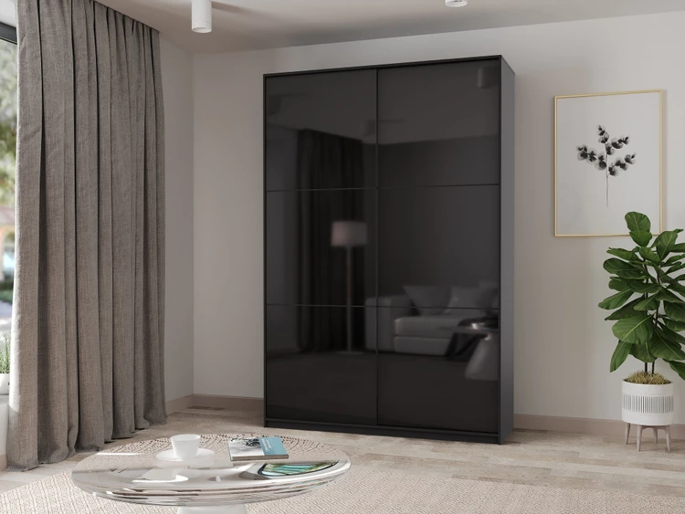 wardrobe, mirror, sliding doors 📸📸 Realistic photo of a modern sliding wardrobe with a large mirror in a contemporary bedroom setting. Soft lighting, elegant decor 📸📸 Шкаф купе с зеркалом